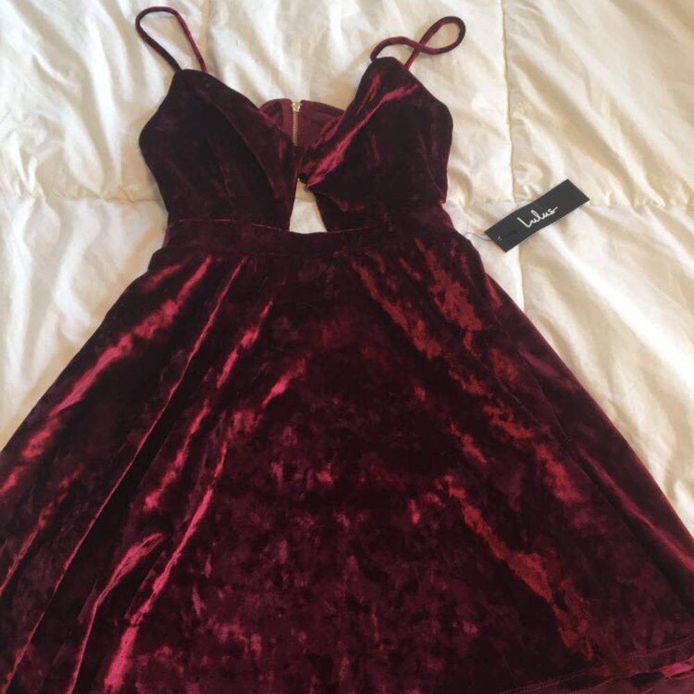 Red velvet skater dress